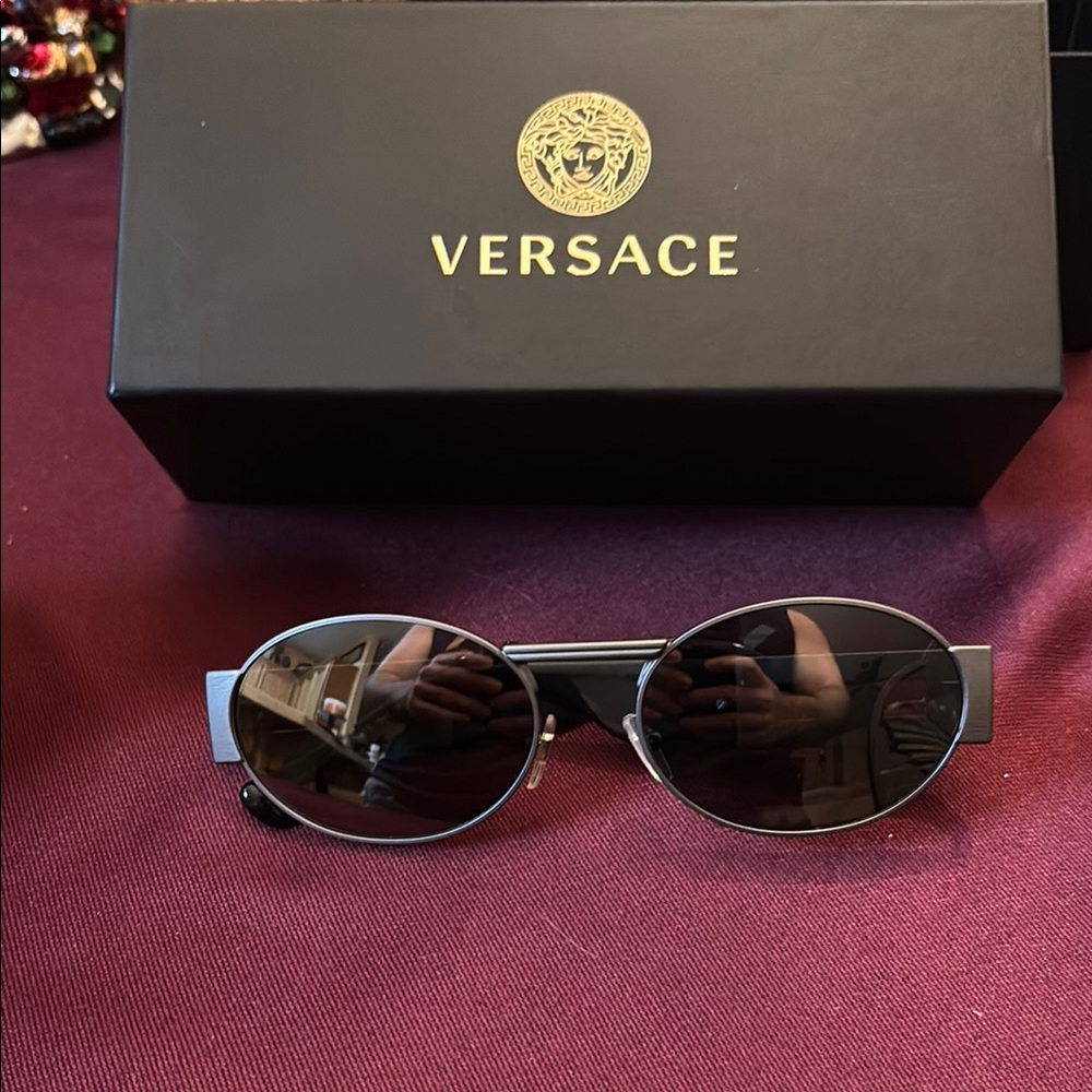 Versace Black Oval Sunglasses